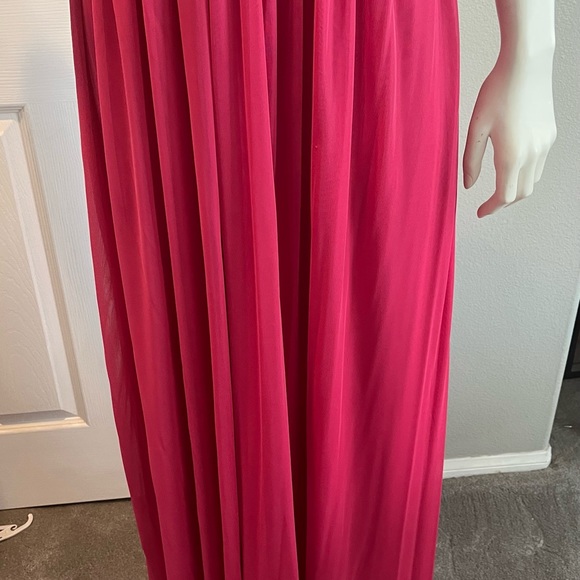 NWT Long Fushia Pink One Shoulder Brooch Lined Dress XL - Picture 6 of 10